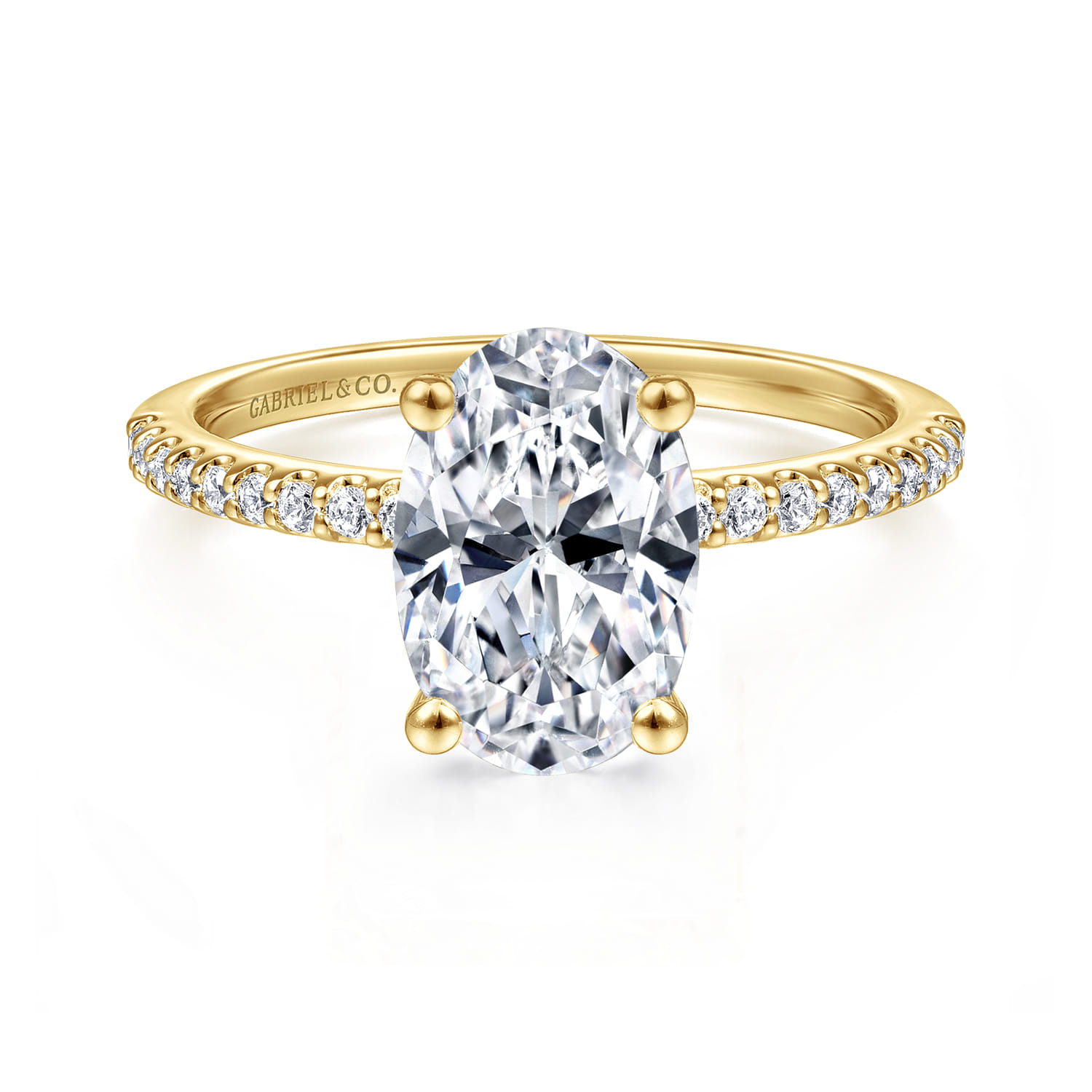 Amata - 14K Yellow Gold Diamond Engagement Ring with 14K Yellow Gold Head - 0.15 ct - Shot 1