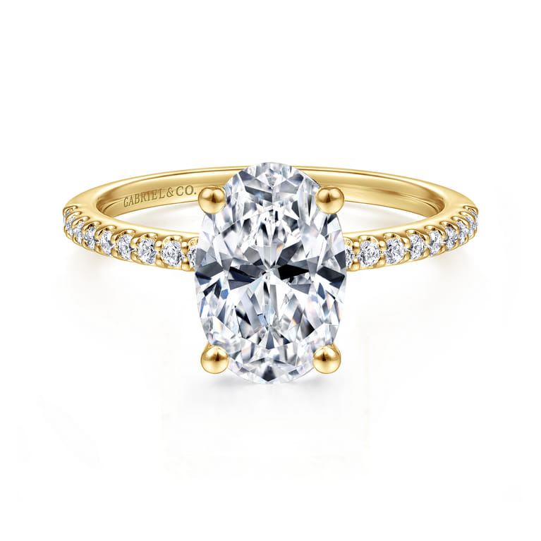 Amata - 14K Yellow Gold Diamond Engagement Ring with 14K Yellow Gold Head - 0.15 ct - Shot 1