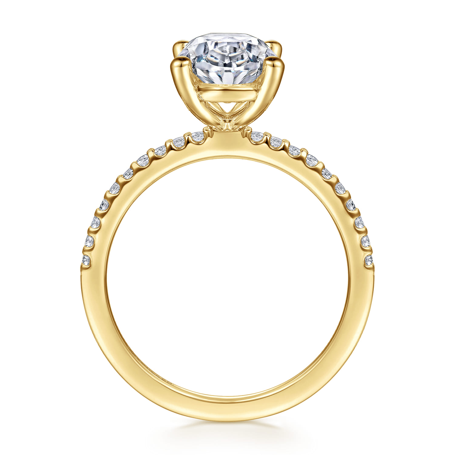 Amata - 14K Yellow Gold Diamond Engagement Ring with 14K Yellow Gold Head - 0.15 ct - Shot 2