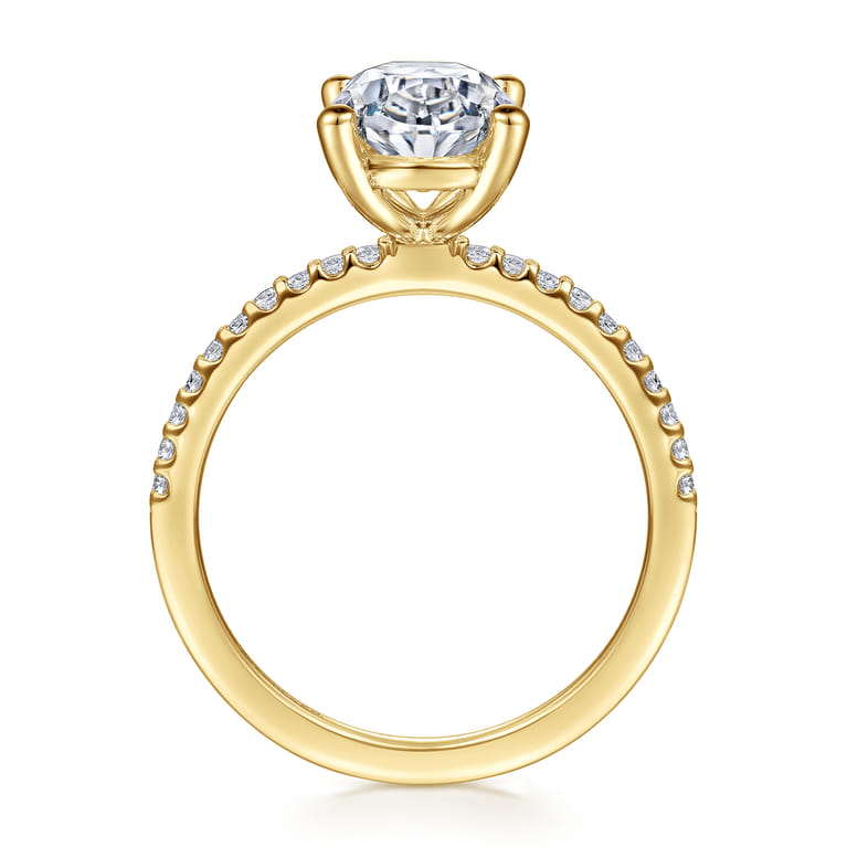 Amata - 14K Yellow Gold Diamond Engagement Ring with 14K Yellow Gold Head - 0.15 ct - Shot 2