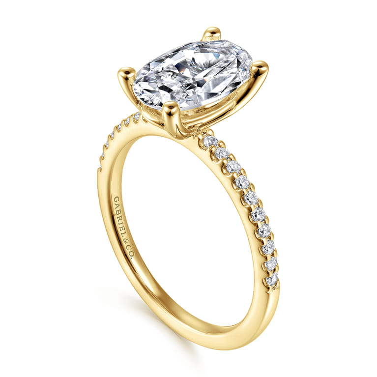 Amata - 14K Yellow Gold Diamond Engagement Ring with 14K Yellow Gold Head - 0.15 ct - Shot 3