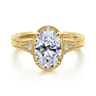 Priya - Vintage Inspired 14K Yellow Gold 6 Prong Oval Diamond Engagement Ring - 0.07 ct