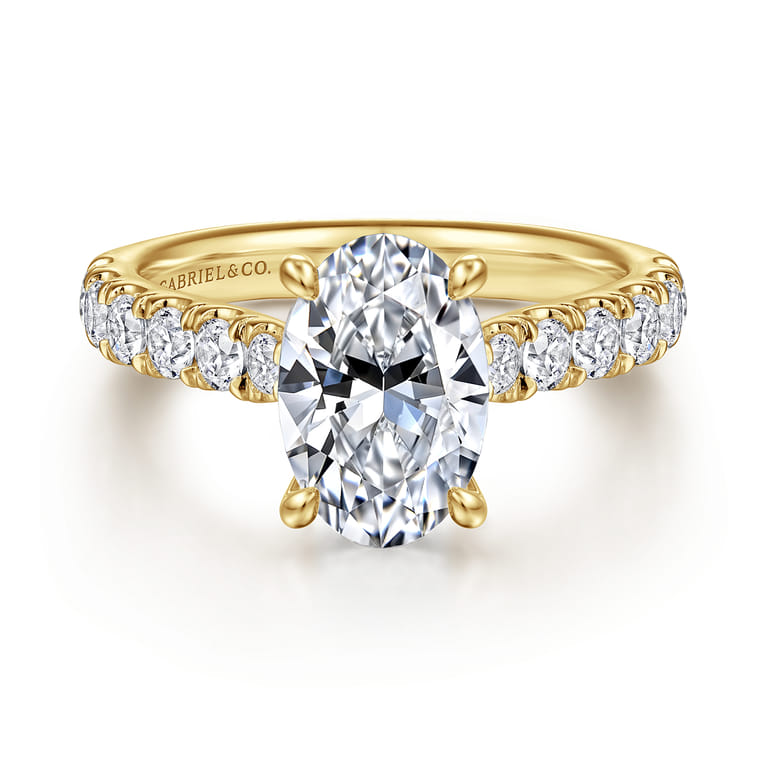Sarita - 14K Yellow Gold Oval Diamond Engagement Ring - 0.95 ct - Shot 1