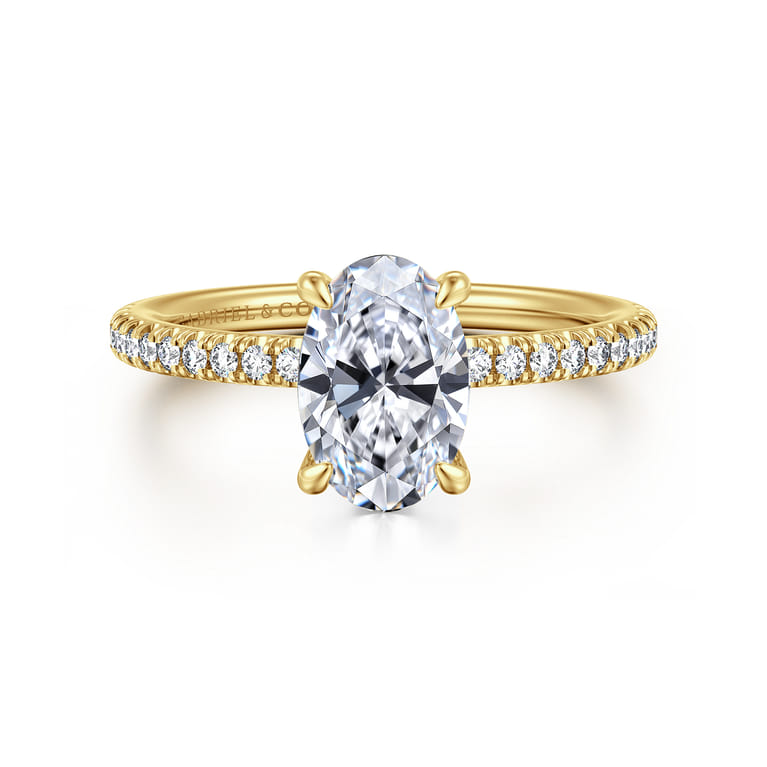 Evelyn - 14K Yellow Gold Oval Diamond Engagement Ring - 0.18 ct - Shot 1