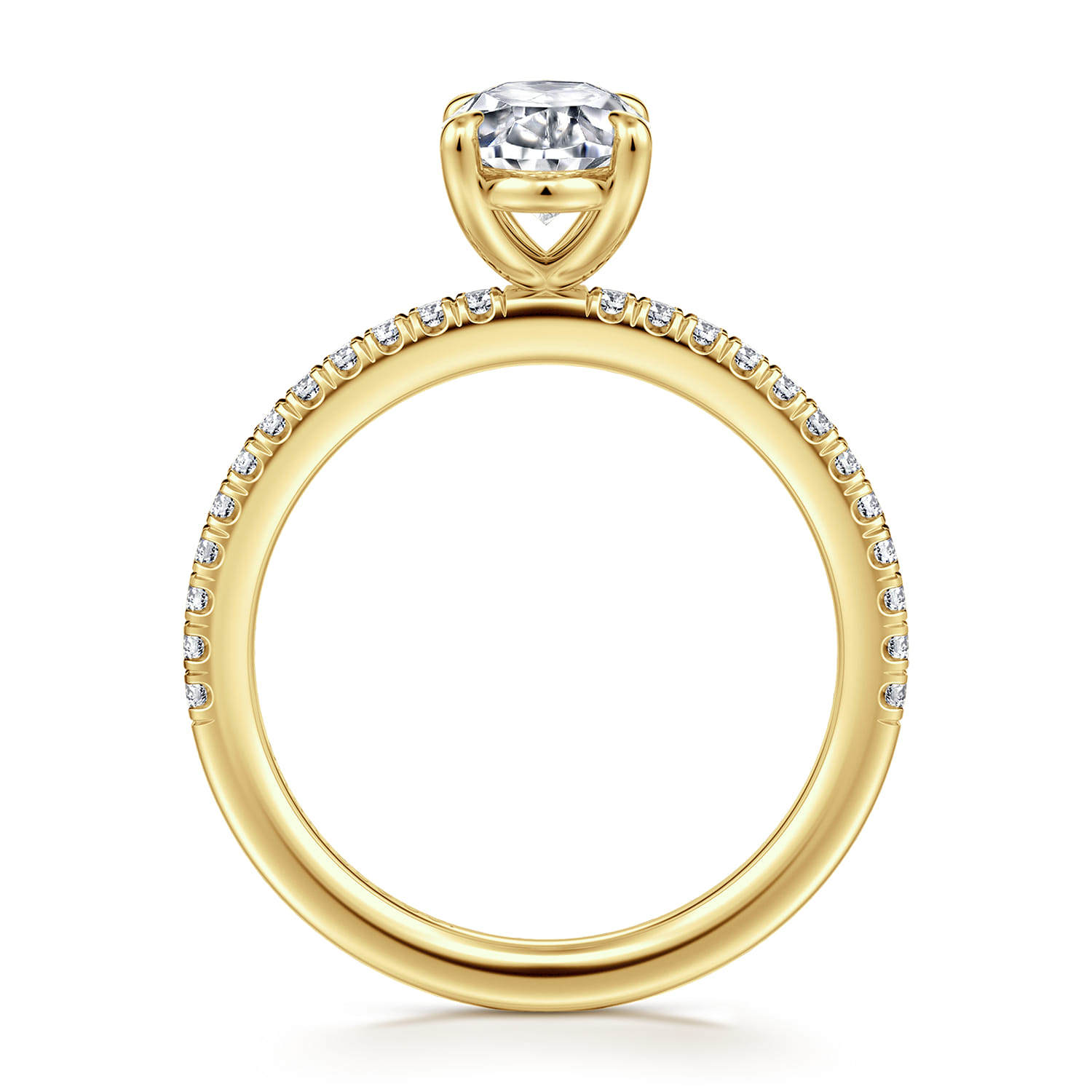 Evelyn - 14K Yellow Gold Oval Diamond Engagement Ring - 0.18 ct - Shot 2