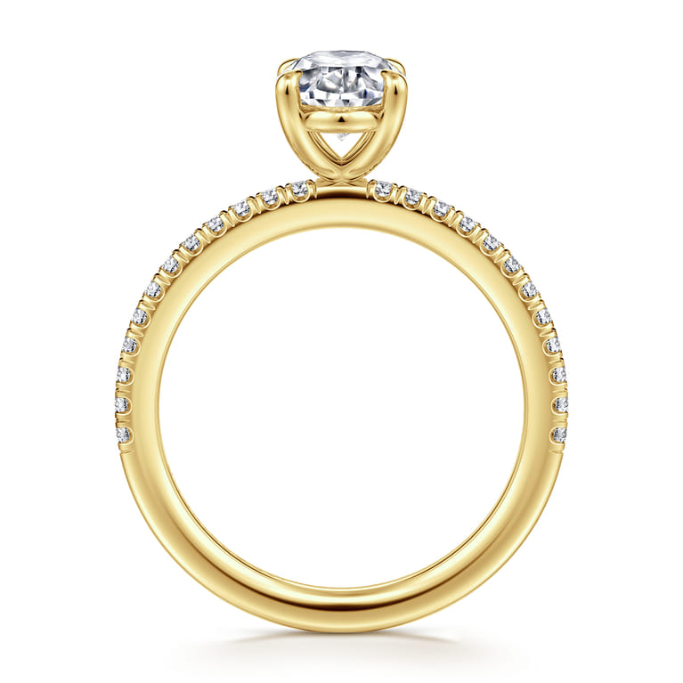 Evelyn - 14K Yellow Gold Oval Diamond Engagement Ring - 0.18 ct - Shot 2