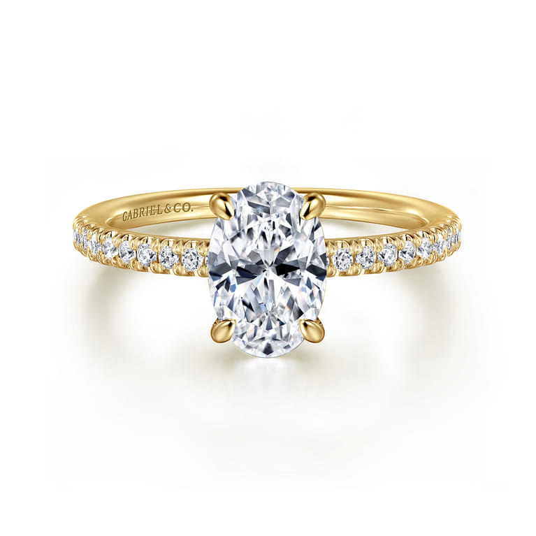 Stasia - 14K Yellow Gold Oval Cut Diamond Engagement Ring - 0.21 ct - Shot 1