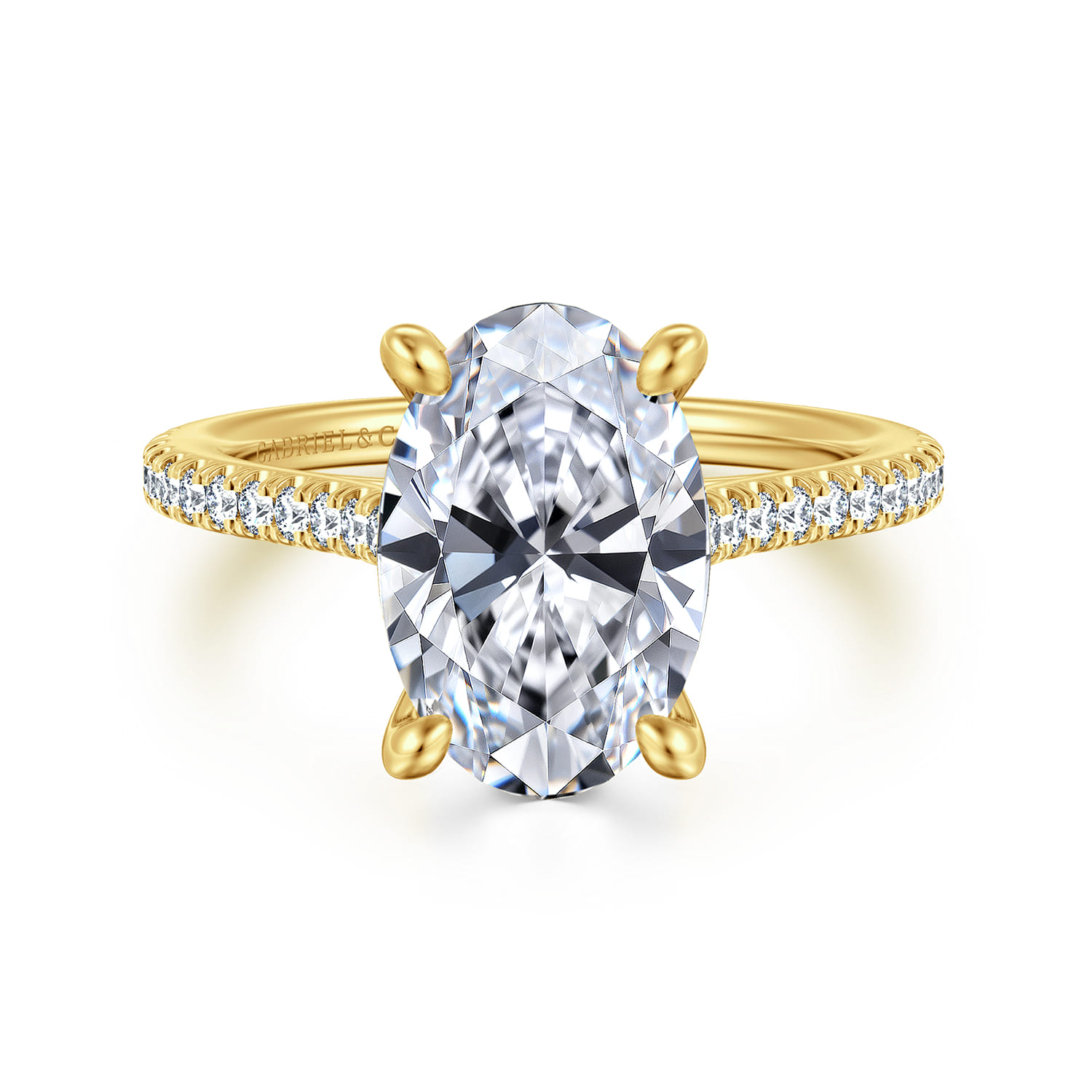 Abbie - 14K Yellow Gold Oval Diamond Engagement Ring - 0.21 ct - Shot 1