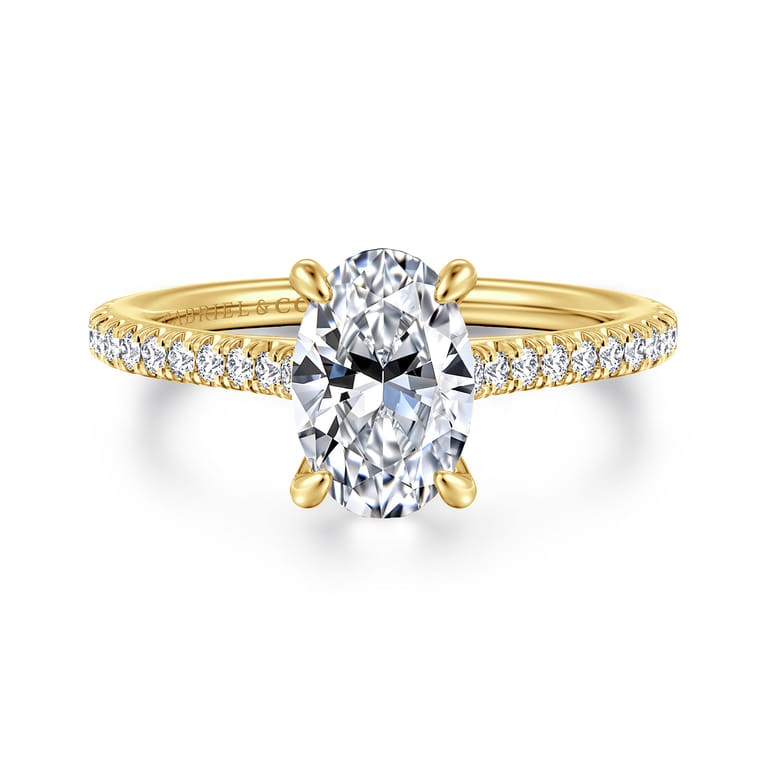 Abbie - 14K Yellow Gold Oval Diamond Engagement Ring - 0.21 ct - Shot 1
