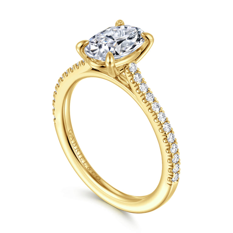 Abbie - 14K Yellow Gold Oval Diamond Engagement Ring - 0.21 ct - Shot 3