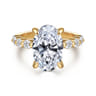 Silvey - 14K Yellow Gold Oval Single Prong Diamond Engagement Ring - 0.7 ct