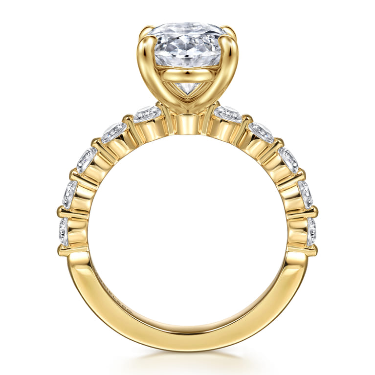Silvey - 14K Yellow Gold Oval Single Prong Diamond Engagement Ring - 0.7 ct - Shot 2
