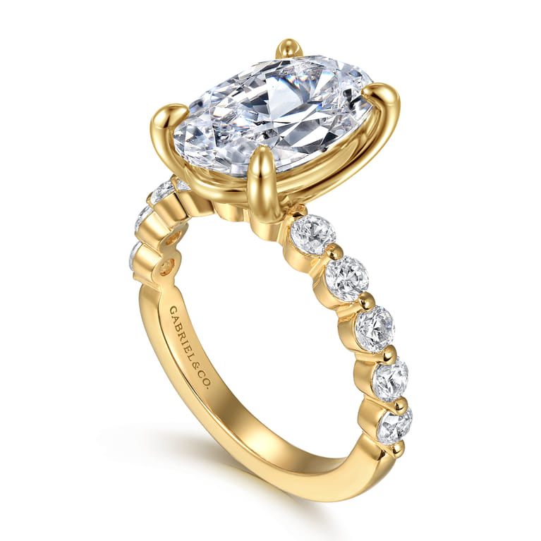 Silvey - 14K Yellow Gold Oval Single Prong Diamond Engagement Ring - 0.7 ct - Shot 3