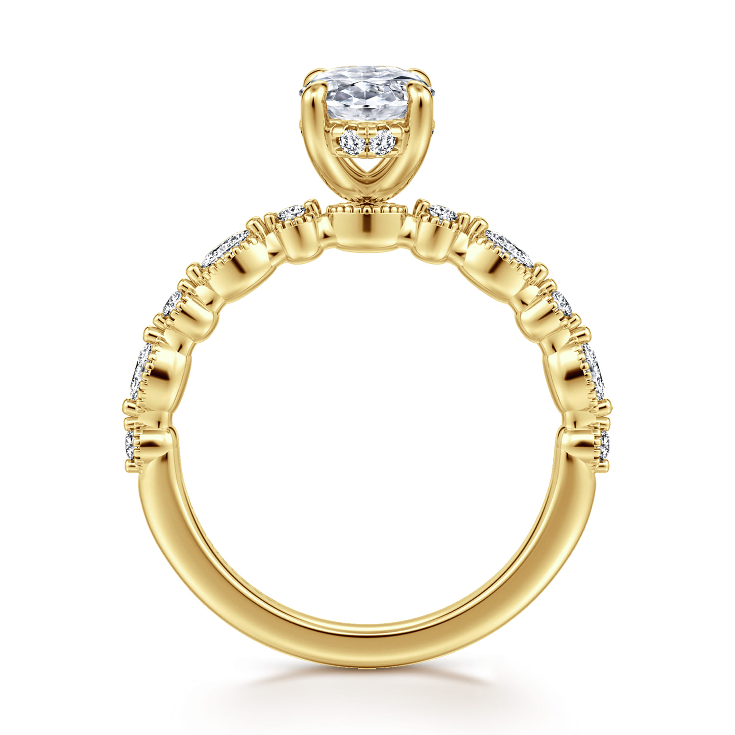 Lanna - 14K Yellow Gold Oval Diamond Engagement Ring - 0.25 ct - Shot 2