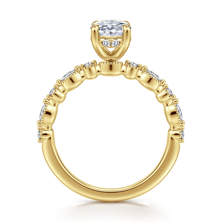 Lanna - 14K Yellow Gold Oval Diamond Engagement Ring - 0.25 ct - Shot 2
