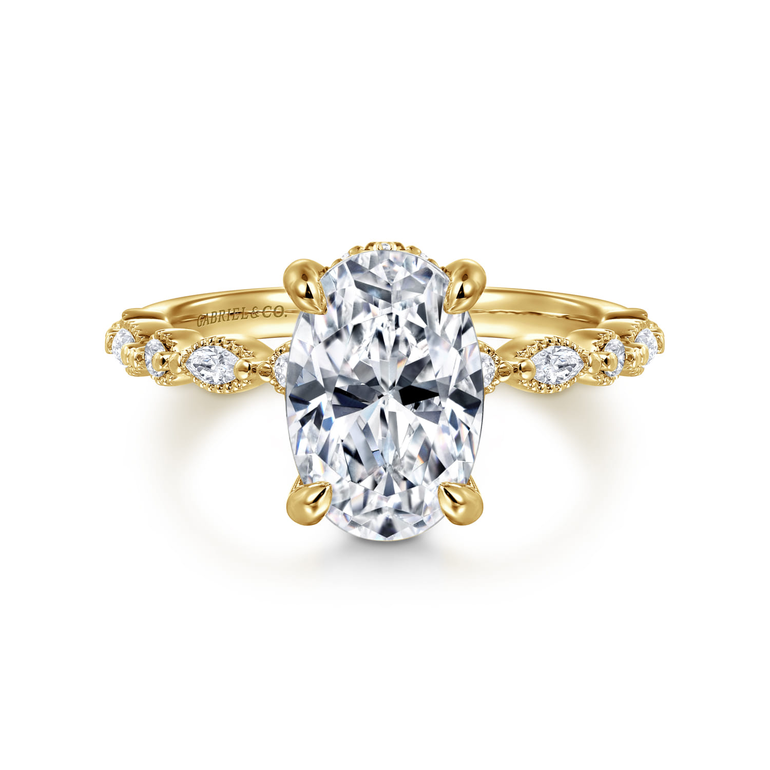 Lanna - 14K Yellow Gold Oval Diamond Engagement Ring - 0.3 ct - Shot 1