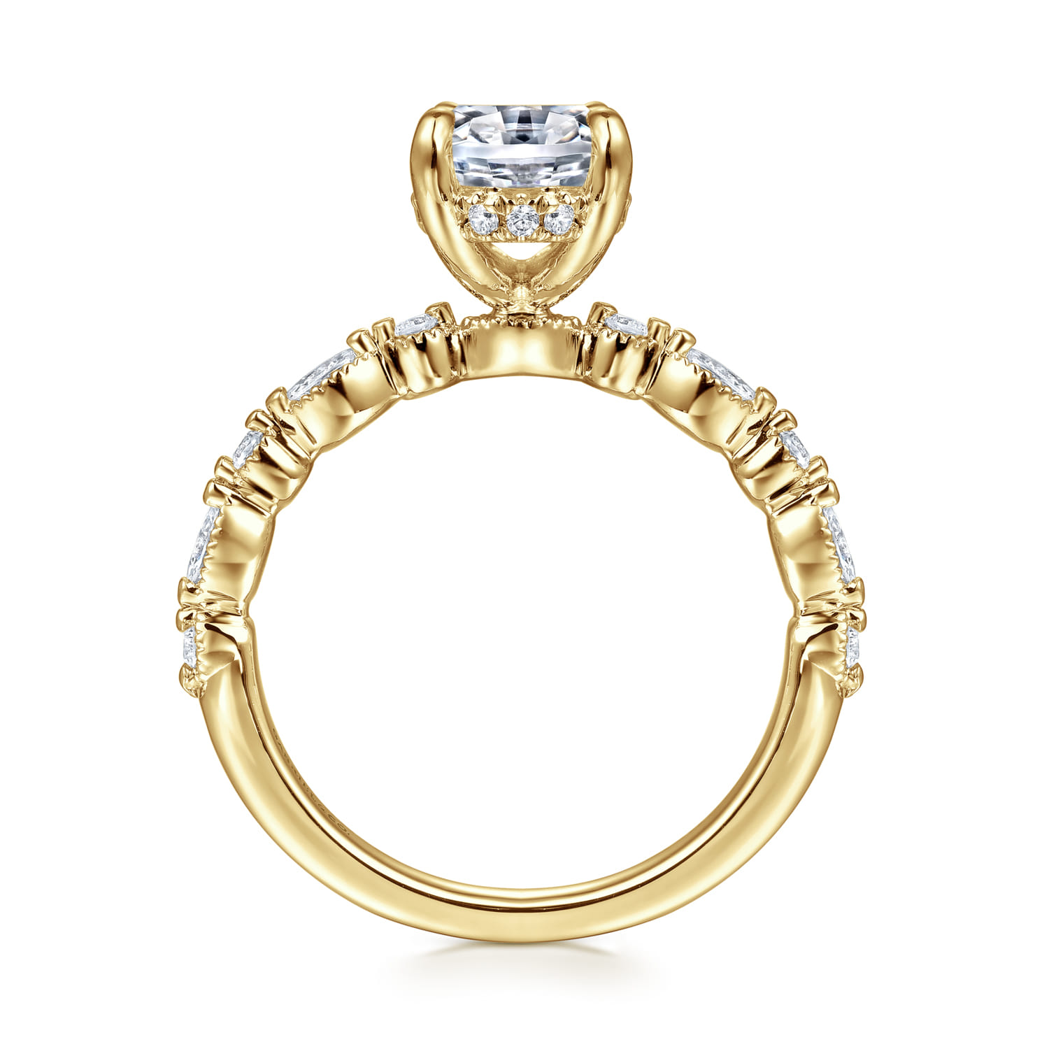 Lanna - 14K Yellow Gold Oval Diamond Engagement Ring - 0.3 ct - Shot 2