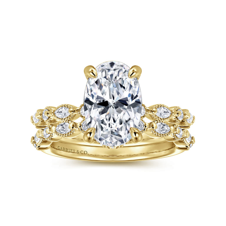Lanna - 14K Yellow Gold Oval Diamond Engagement Ring - 0.3 ct - Shot 4