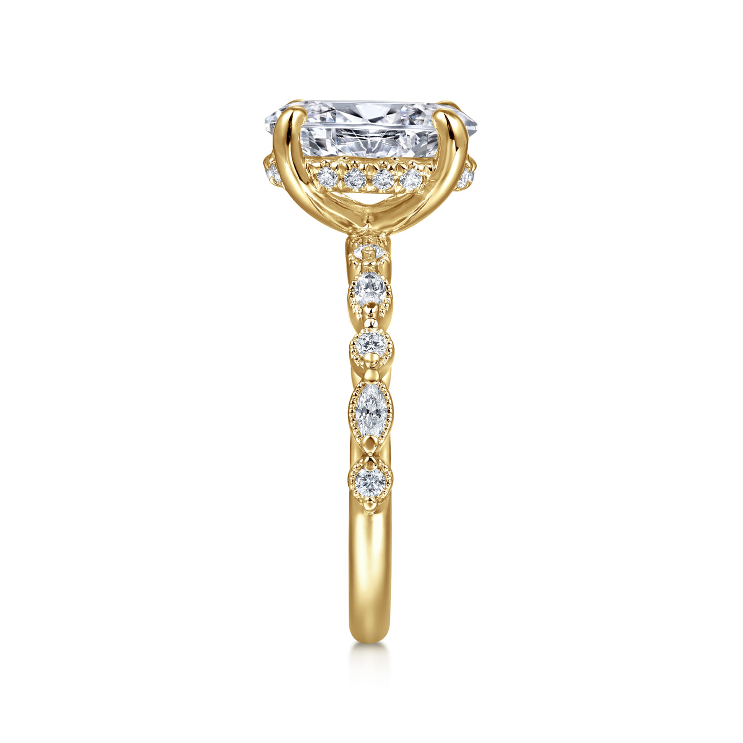 Lanna - 14K Yellow Gold Oval Diamond Engagement Ring - 0.3 ct - Shot 5