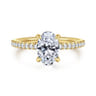 Franka - 14K Yellow Gold Oval Hidden Halo Diamond Engagement Ring - 0.3 ct