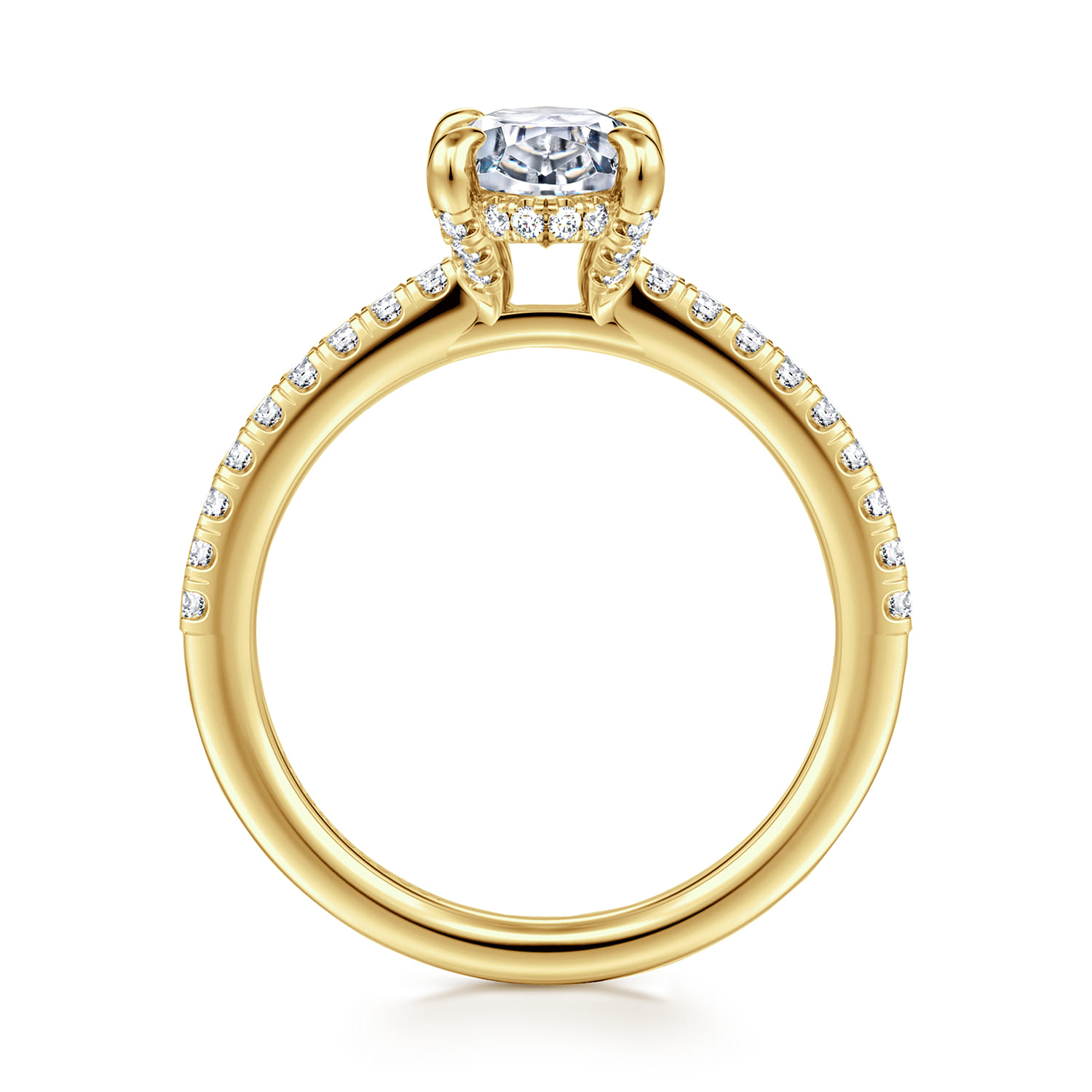 Franka - 14K Yellow Gold Oval Hidden Halo Diamond Engagement Ring - 0.3 ct - Shot 2