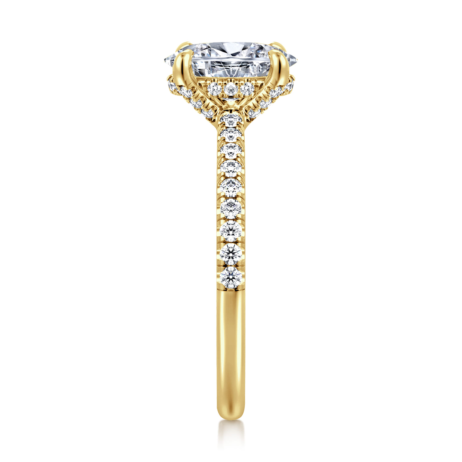 Franka - 14K Yellow Gold Oval Hidden Halo Diamond Engagement Ring - 0.3 ct - Shot 4