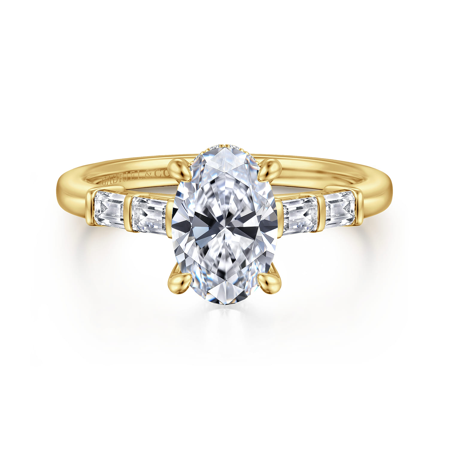 Eva - 14K Yellow Gold Oval Diamond Engagement Ring - 0.3 ct - Shot 1