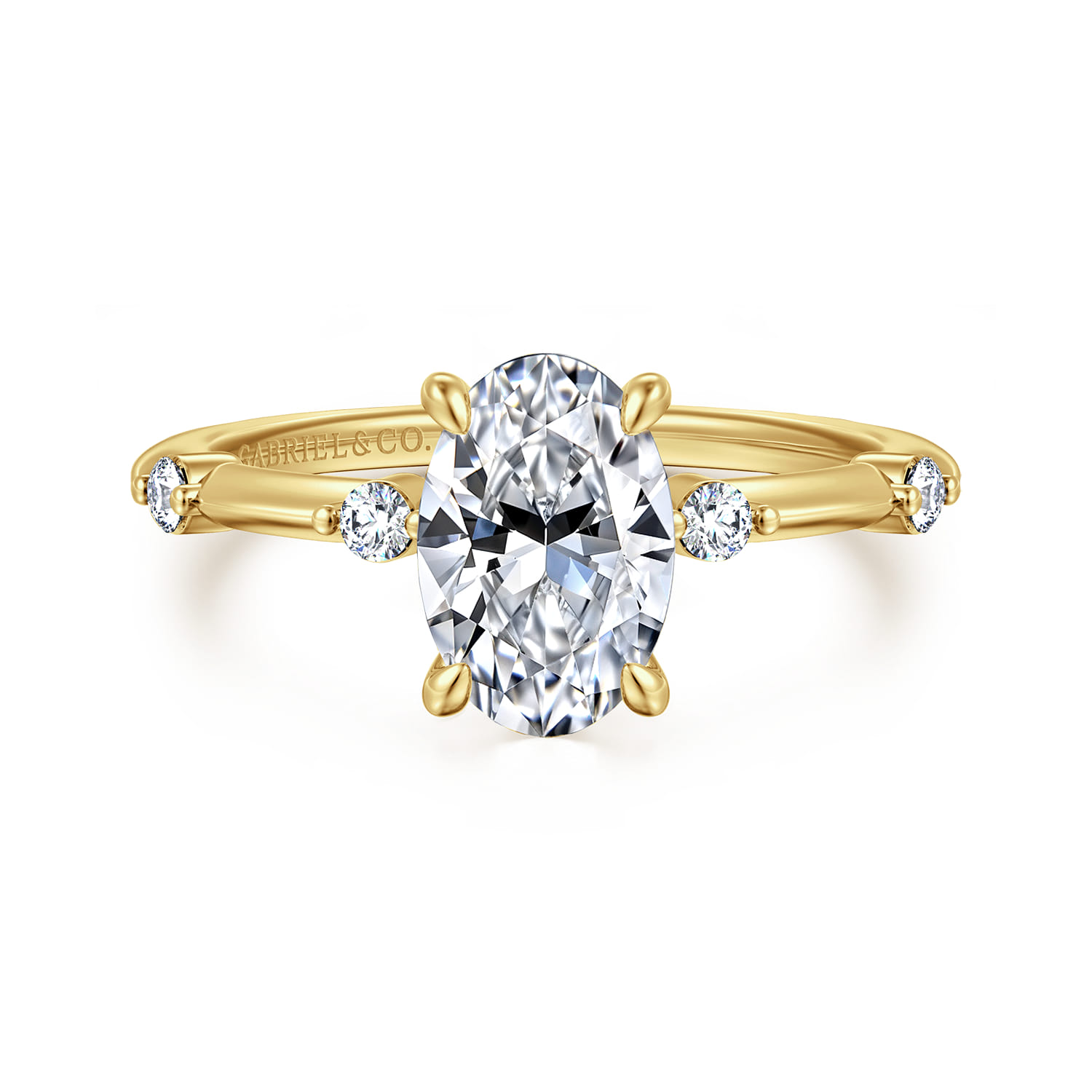 Frances - 14K Yellow Gold Oval Diamond Engagement Ring - 0.12 ct - Shot 1