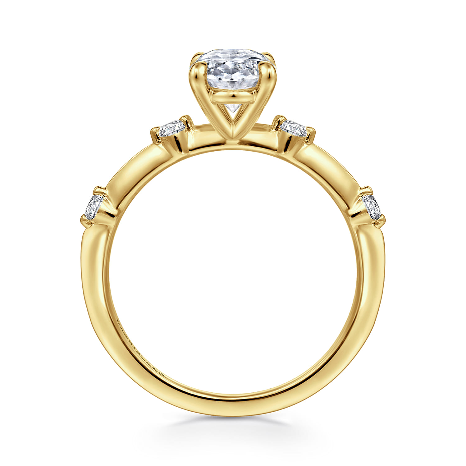 Frances - 14K Yellow Gold Oval Diamond Engagement Ring - 0.12 ct - Shot 2