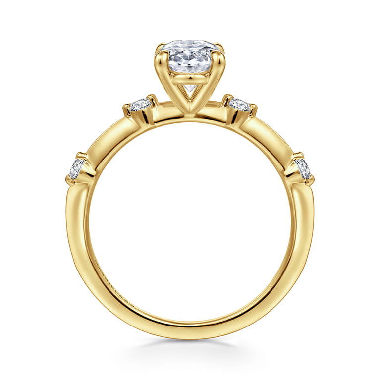 Frances - 14K Yellow Gold Oval Diamond Engagement Ring - 0.12 ct - Shot 2