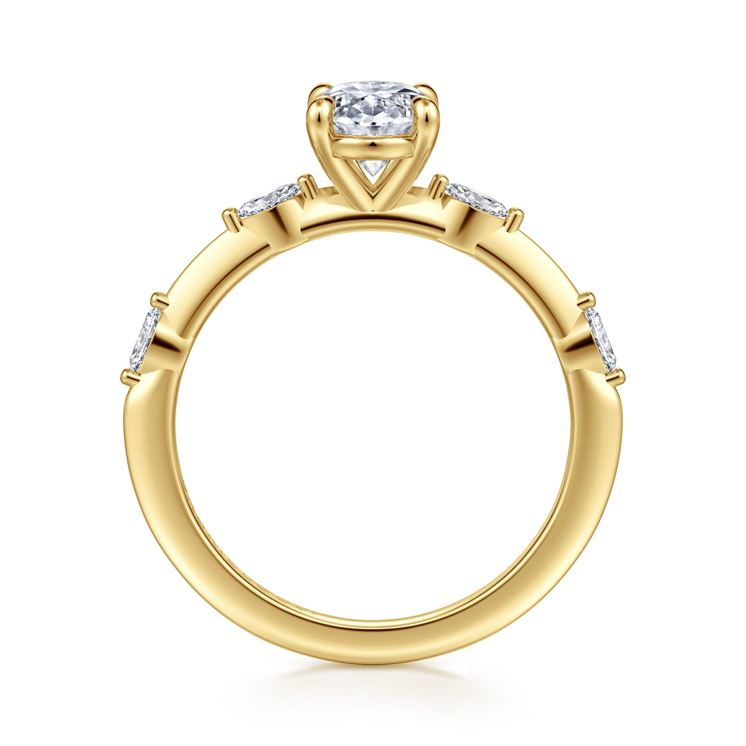 Marline - 14K Yellow Gold Oval Diamond Engagement Ring - 0.12 ct - Shot 2
