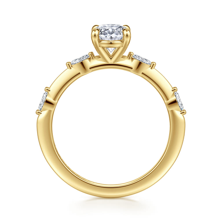 Marline - 14K Yellow Gold Oval Diamond Engagement Ring - 0.12 ct - Shot 2