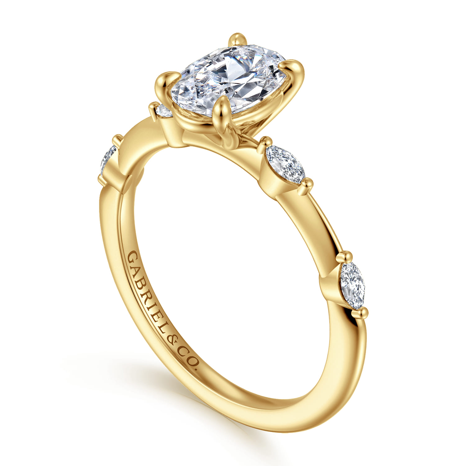 Marline - 14K Yellow Gold Oval Diamond Engagement Ring - 0.12 ct - Shot 3