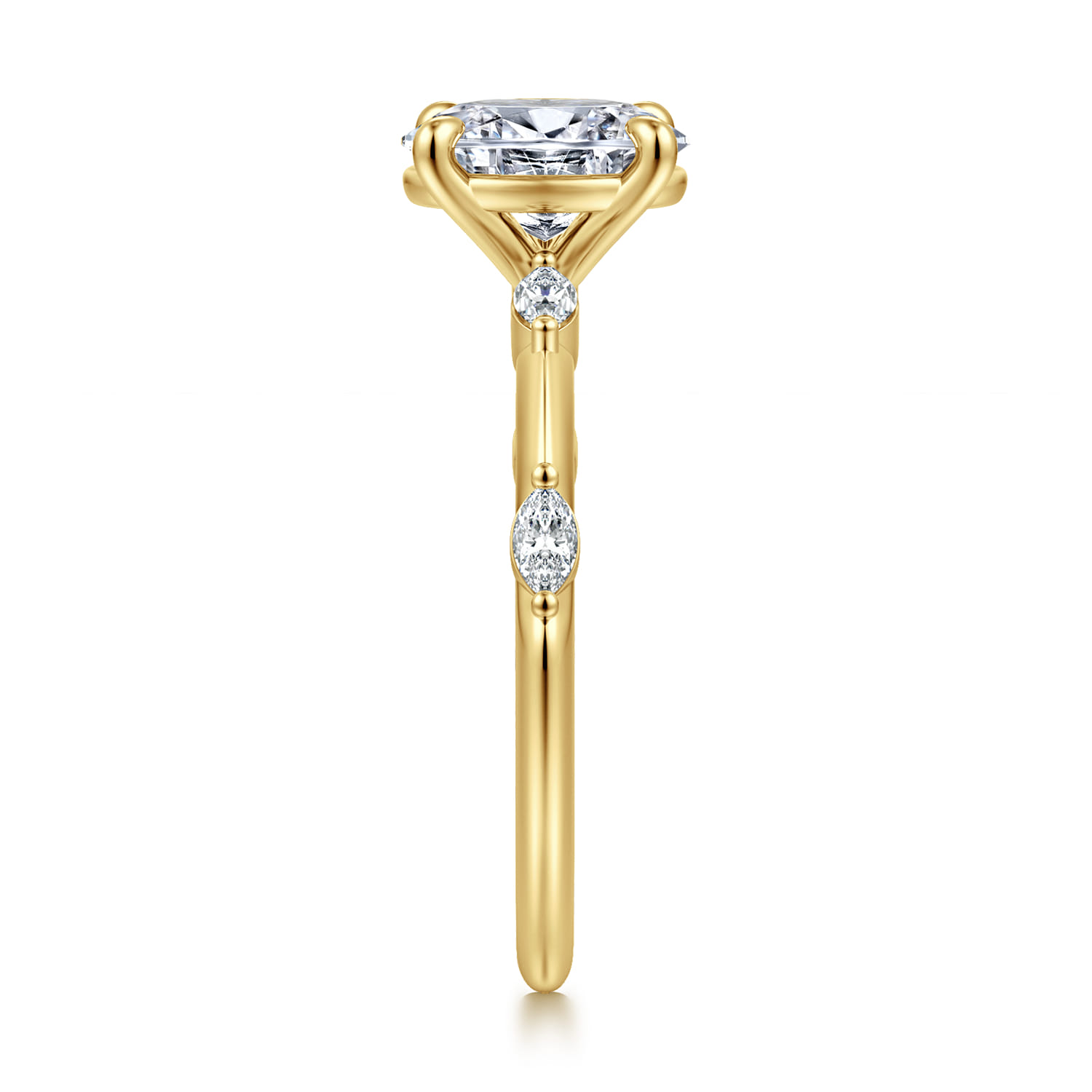 Marline - 14K Yellow Gold Oval Diamond Engagement Ring - 0.12 ct - Shot 4