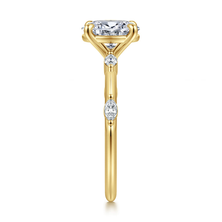 Marline - 14K Yellow Gold Oval Diamond Engagement Ring - 0.12 ct - Shot 4
