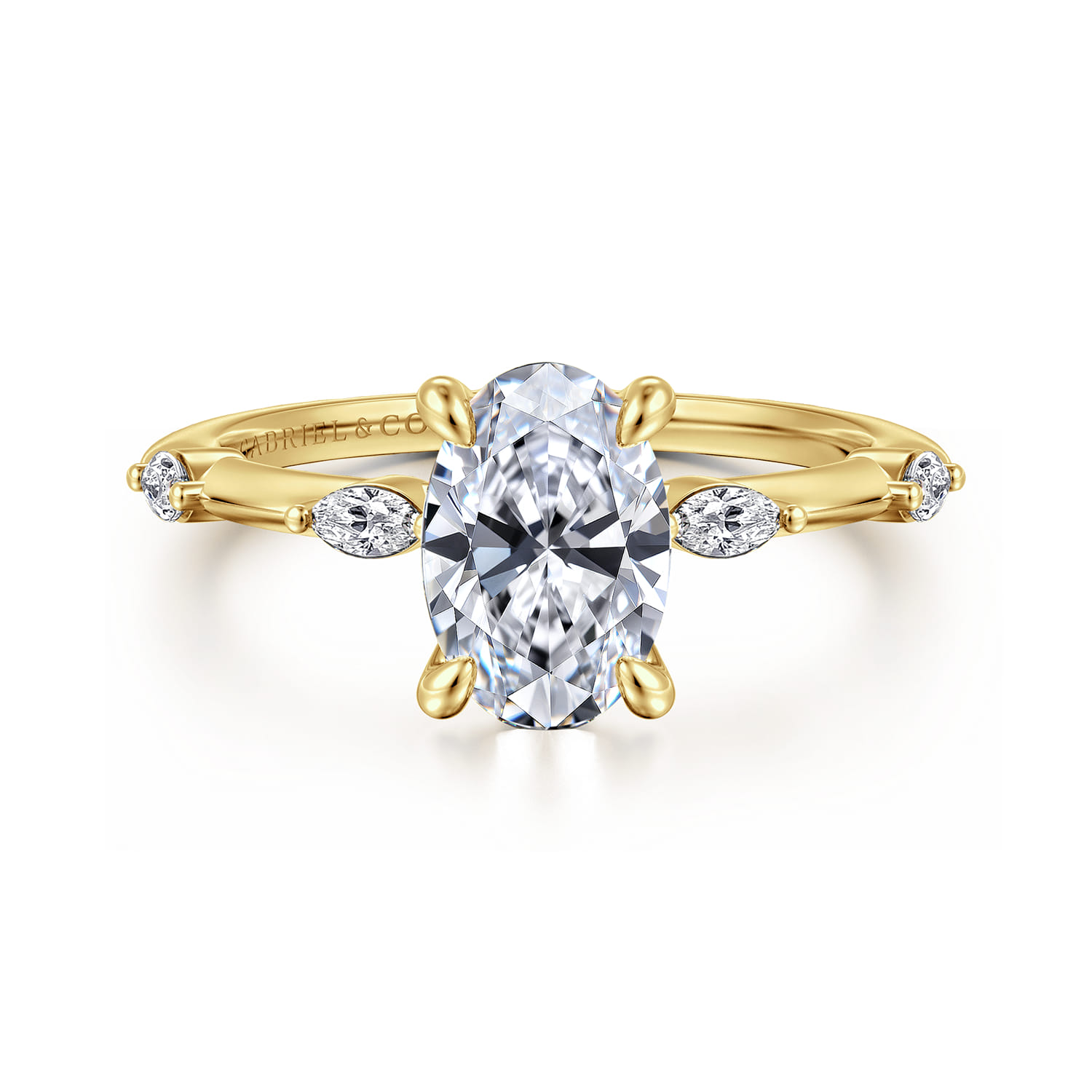 Marline - 14K Yellow Gold Oval Diamond Engagement Ring - 0.17 ct - Shot 1