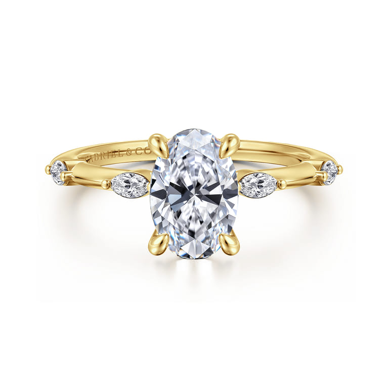 Marline - 14K Yellow Gold Oval Diamond Engagement Ring - 0.17 ct - Shot 1