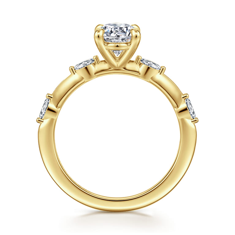 Marline - 14K Yellow Gold Oval Diamond Engagement Ring - 0.17 ct - Shot 2
