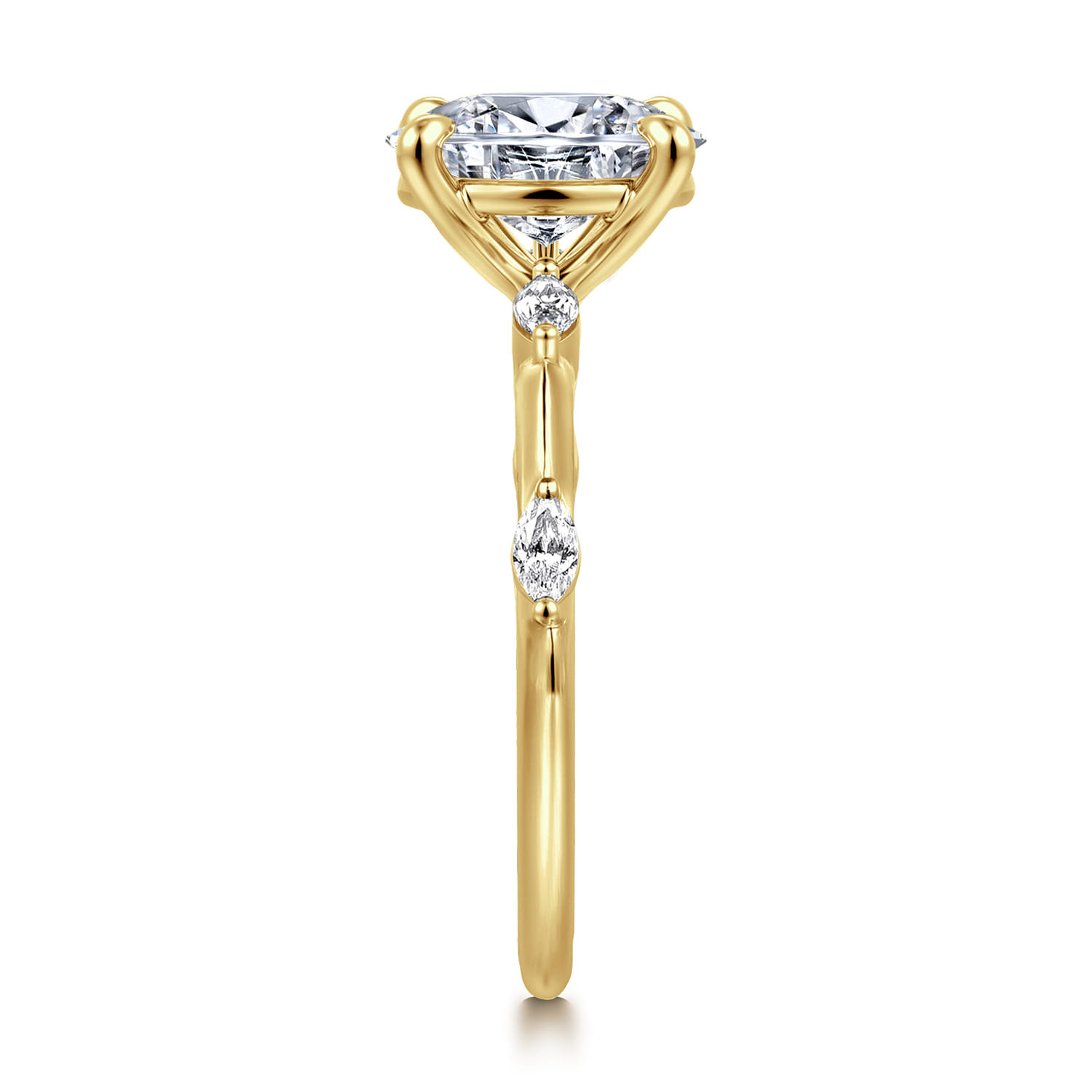 Marline - 14K Yellow Gold Oval Diamond Engagement Ring - 0.17 ct - Shot 4
