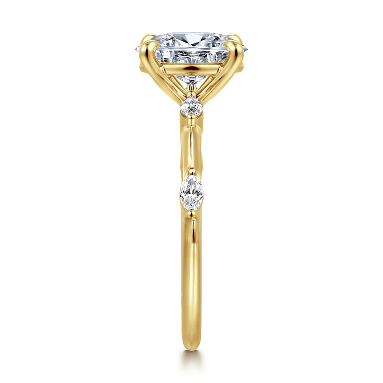 Marline - 14K Yellow Gold Oval Diamond Engagement Ring - 0.17 ct - Shot 4