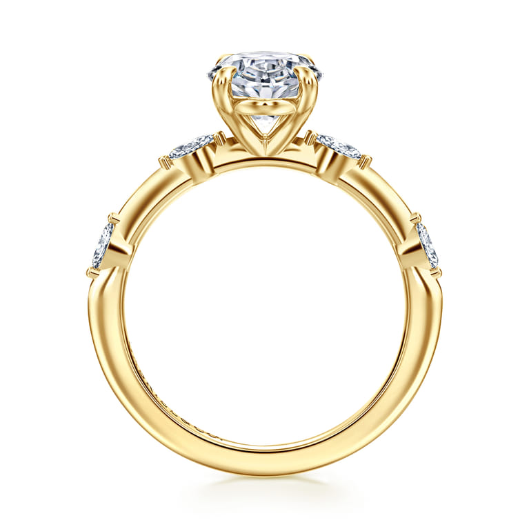 Marline - 14K Yellow Gold Oval Diamond Engagement Ring - 0.17 ct - Shot 2