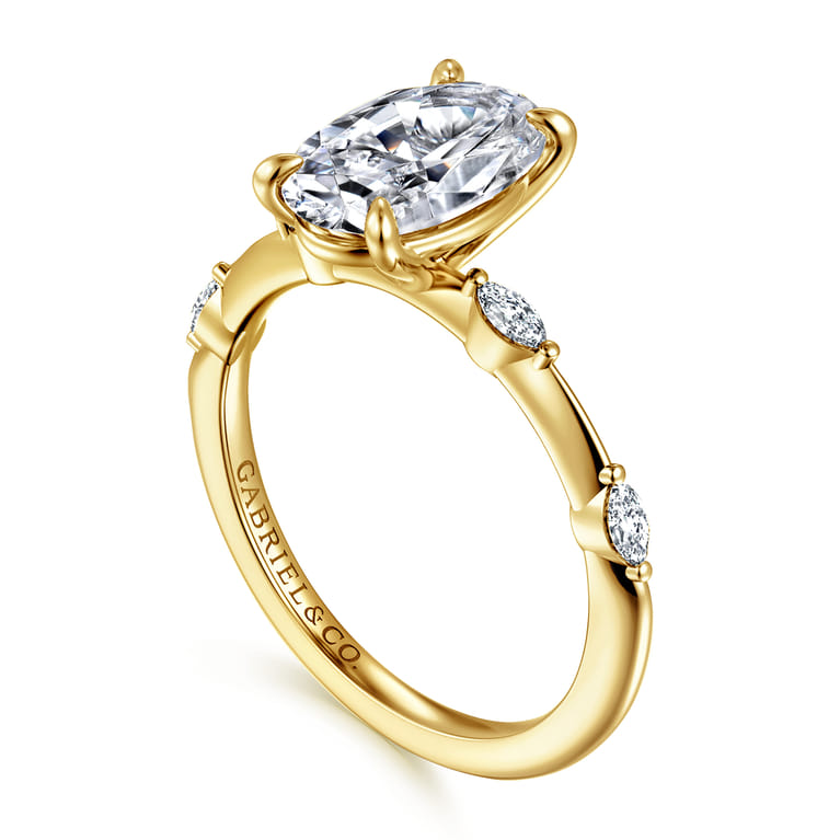 Marline - 14K Yellow Gold Oval Diamond Engagement Ring - 0.17 ct - Shot 3