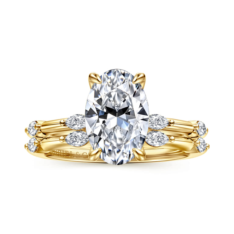Marline - 14K Yellow Gold Oval Diamond Engagement Ring - 0.17 ct - Shot 4