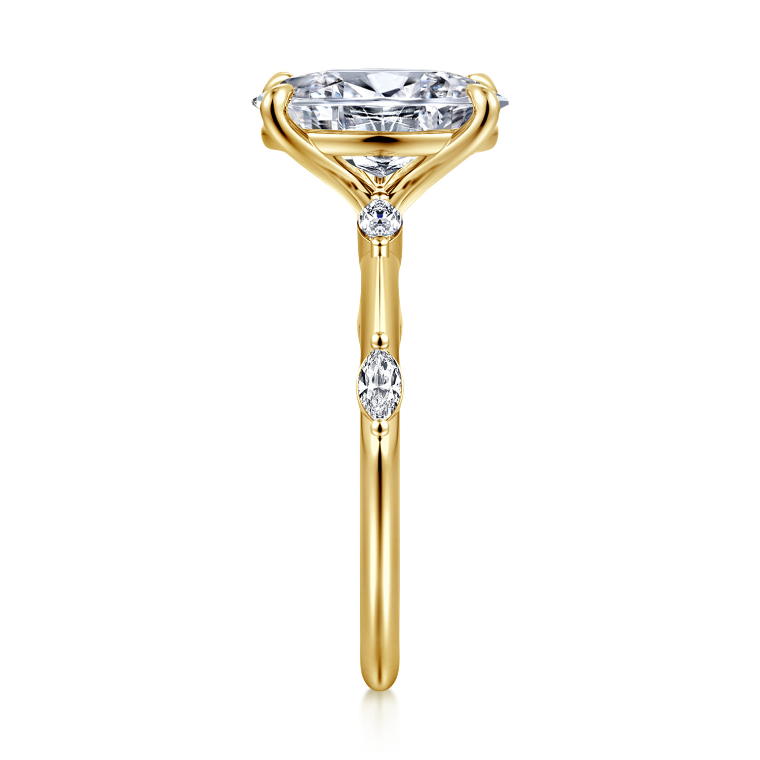 Marline - 14K Yellow Gold Oval Diamond Engagement Ring - 0.17 ct - Shot 5