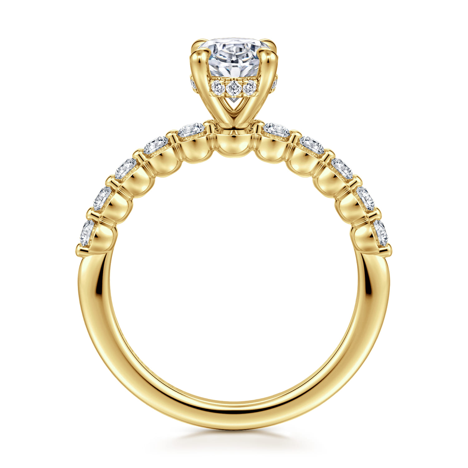 Kim - 14K Yellow Gold Oval Diamond Engagement Ring - 0.4 ct - Shot 2