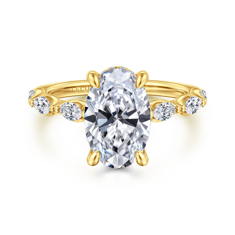 Posh - 14K Yellow Gold Oval Diamond Engagement Ring - 0.5 ct - Shot 1