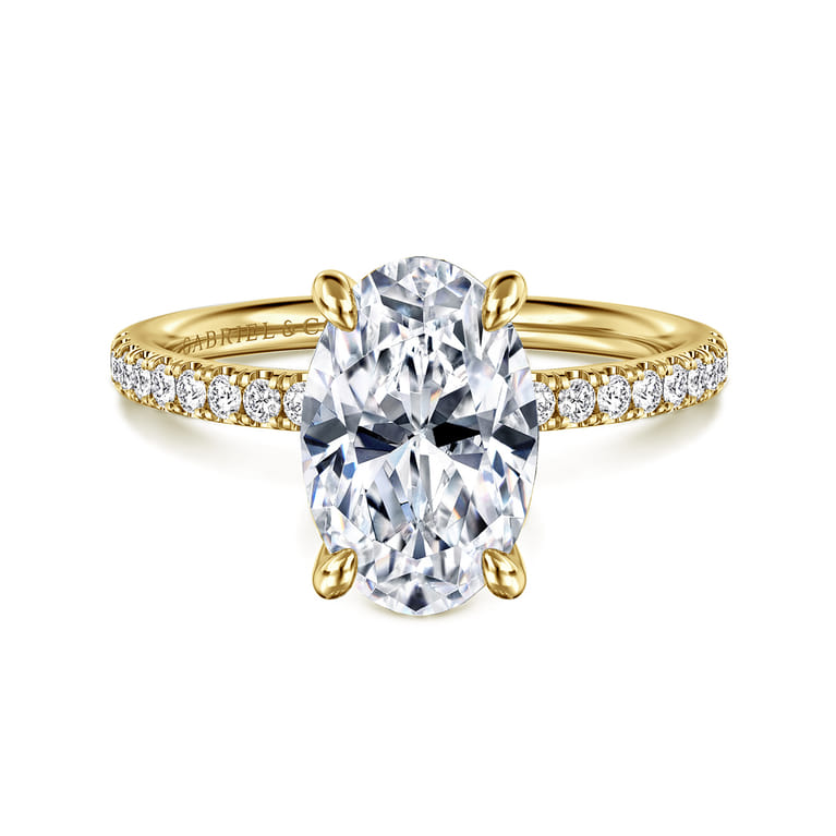 Twain - 14K Yellow Gold Oval Diamond Engagement Ring - 0.2 ct - Shot 1