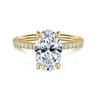 Twain - 14K Yellow Gold Oval Diamond Engagement Ring - 0.2 ct