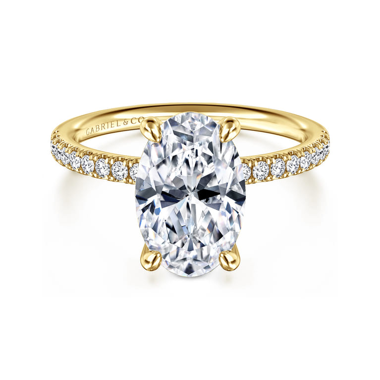 Twain - 14K Yellow Gold Oval Diamond Engagement Ring - 0.2 ct - Shot 1