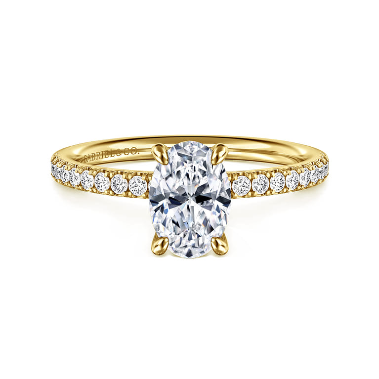 Twain - 14K Yellow Gold Oval Diamond Engagement Ring - 0.2 ct - Shot 1